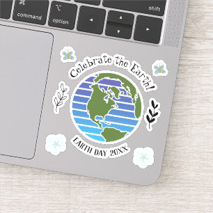 Earth Day Green Blue Globe Map Planet Butterfly