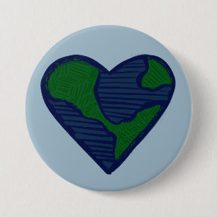 Earth Day Heart Earthy Love                        7.5 Cm Round Badge