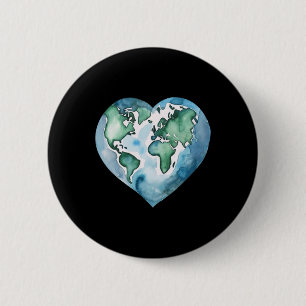 Earth Day Heart Planet Cute Earth Day For Kids Adu 6 Cm Round Badge