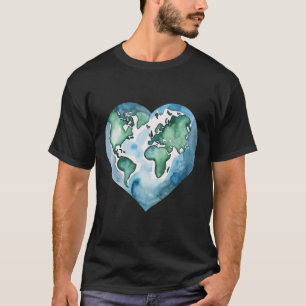 Earth Day Heart Planet Cute Earth Day For Kids Adu T-Shirt