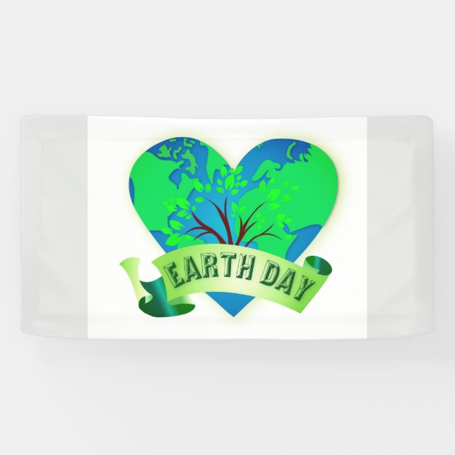 Earth Day Heart World Banner (Horizontal)