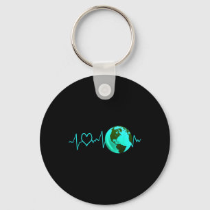 Earth Day Heartbeat Recycling Climate Change Activ Key Ring