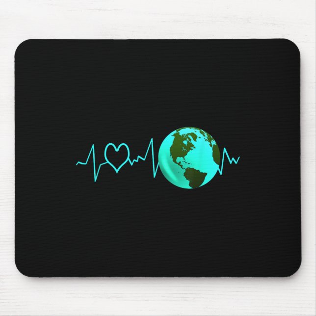 Earth Day Heartbeat Recycling Climate Change Activ Mouse Pad (Front)