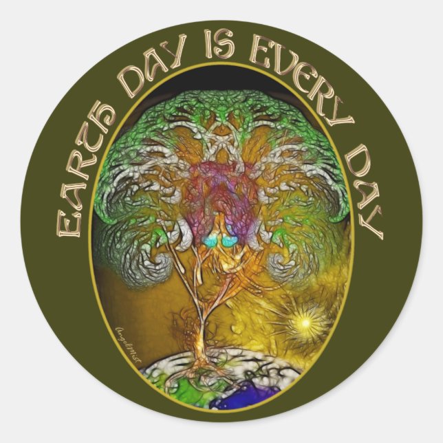 Earth Day is Every Day Classic Round Sticker (Front)