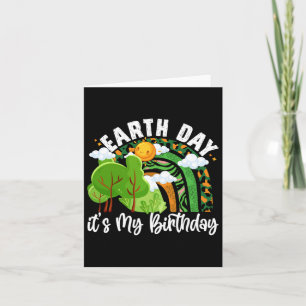 Earth Day Its My Birthday Pine Tree Rainbow Earth Card