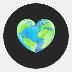 Earth Day Love Heart World Globe  Classic Round Sticker