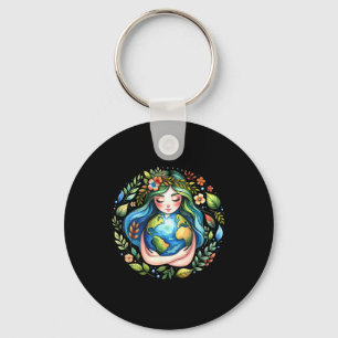 Earth Day Love Mother Earth Planet Hug Nature Envi Key Ring