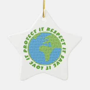 Earth Day Love Protect Respect custom ornament