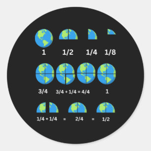 Earth Day Math Teacher Fractions Teaching Fraction Classic Round Sticker