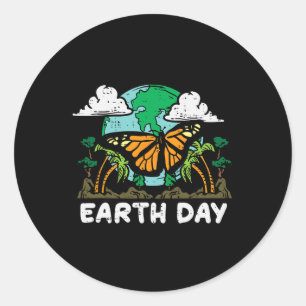 Earth Day Monarch Butterfly Cute Environment Men W Classic Round Sticker