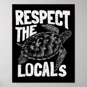 Earth Day Ocean Turtle Respect The Locals Aestheti Poster