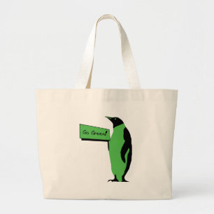 Earth Day Penguin Large Tote Bag