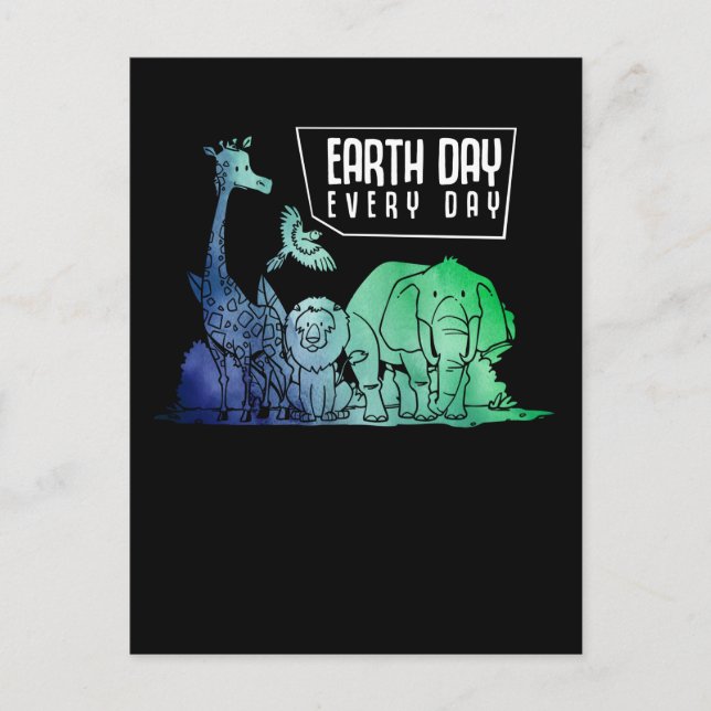Earth Day Planet Environment Planet Cute Animals Postcard (Front)
