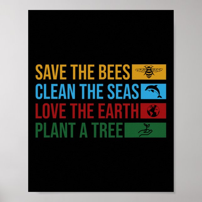 Earth Day Planet Environmental Science Save The Be Poster (Front)