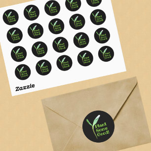 Earth Day Plant Some Good Seedling Black Classic Round Sticker