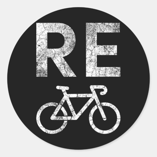 Earth Day Recycle Bicycle Pun  Classic Round Sticker (Front)