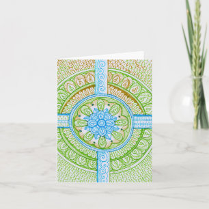 Earth Day Recycle Damask Indian Mandala Blank Bday Card