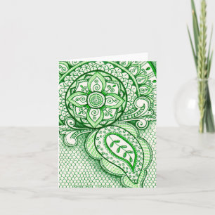 Earth Day Recycle Damask Indian Mandala Blank Bday Card