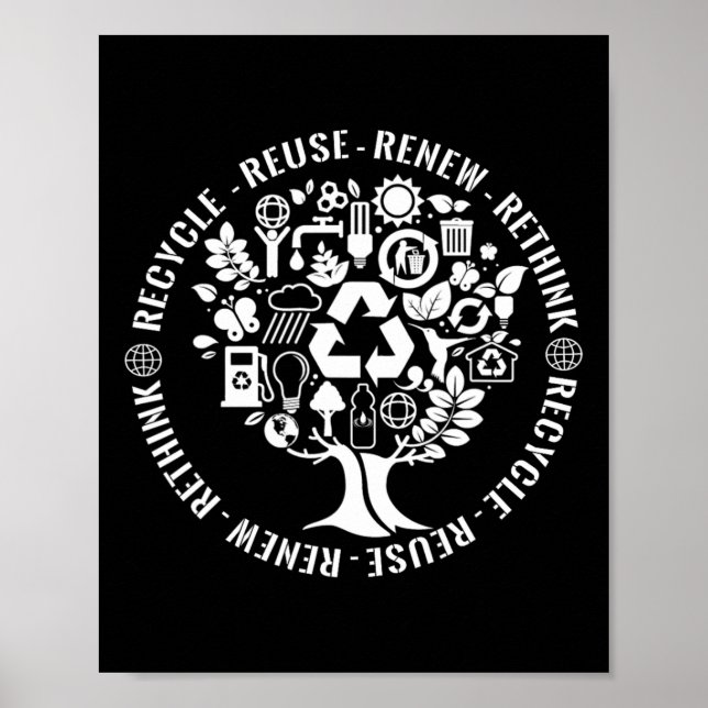 Earth Day Recycle Reuse Renew Rethink Conservation Poster (Front)
