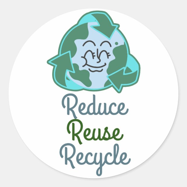 earth day, reduce reuse recycle, love earth  classic round sticker (Front)