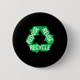 Earth Day Reduce Reuse Recycle Mobius Loop T Shirt 6 Cm Round Badge