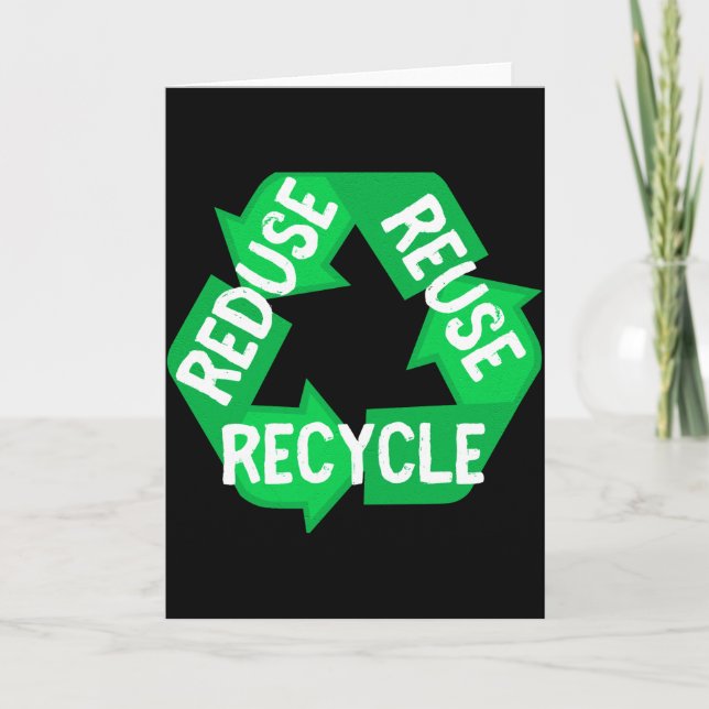 Earth Day Reduce Reuse Recycle Mobius Loop T Shirt Card (Front)
