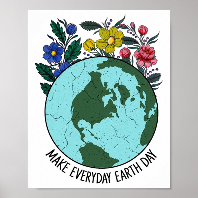 Earth Day Restore Earth Flower Art Save The Planet Poster (Front)
