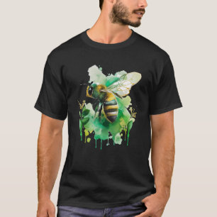 Earth Day Restore Earth Honey Bee Watercolor Green T-Shirt