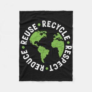 Earth Day Reuse Recycle Reduce Respect Grunge Fleece Blanket