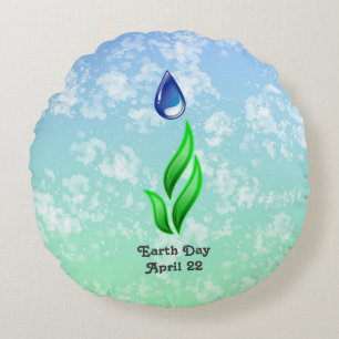 Earth Day Round Pillow