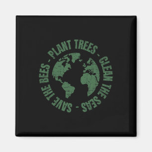 Earth Day Save Bees Plant Trees Clean Seas Environ Magnet