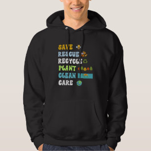 Earth Day Save Bees Rescue Animals Recycle Plastic Hoodie