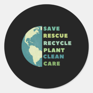Earth Day Save Classic Round Sticker