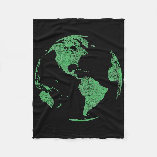 Earth Day Save Our Planet Climate Change Globe Wor Fleece Blanket (Front)