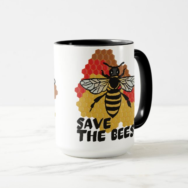 Earth Day, Save The Bees Mug (Front Right)