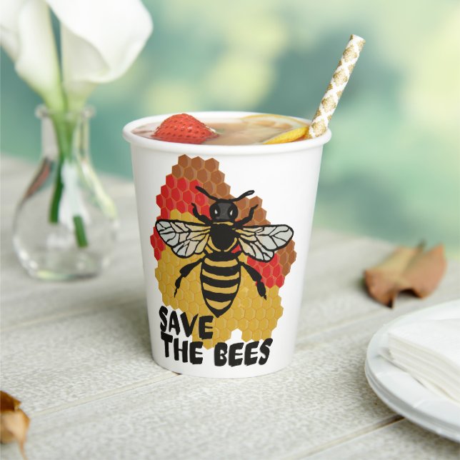 Earth Day, Save The Bees Paper Cups (Insitu)