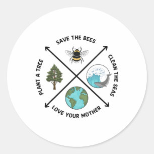 Earth Day Save The Bees Plant More Trees Clean The Classic Round Sticker