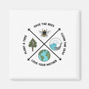 Earth Day Save The Bees Plant More Trees Clean The Magnet