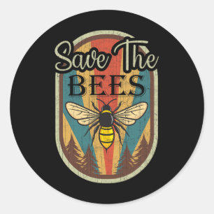 Earth Day Save The Bees Retro Graphic Earth Day Pa Classic Round Sticker