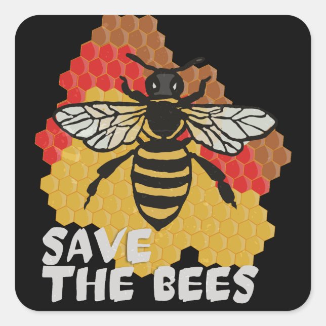Earth Day, Save The Bees Square Sticker (Front)