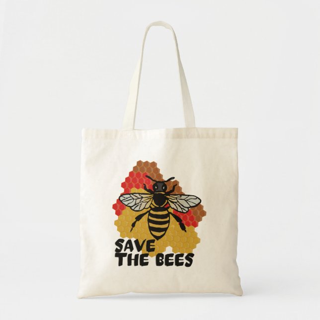 Earth Day, Save The Bees Tote Bag (Front)