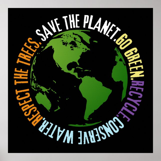 Earth day Save the planet Go Green Poster (Front)