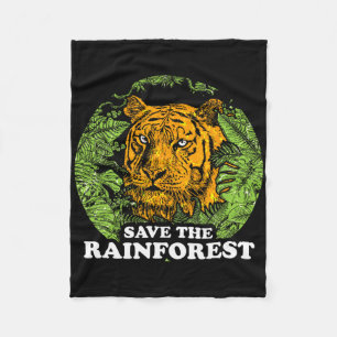 Earth Day Save The Rainforest Tiger Jungle  Fleece Blanket