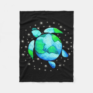 Earth Day Sea Turtle Art  Fleece Blanket