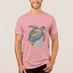 Earth Day Sea Turtle Vintage Engraving Shirt Desig
