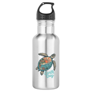 Earth Day Sea Turtle Vintage Engraving Shirt Desig 532 Ml Water Bottle