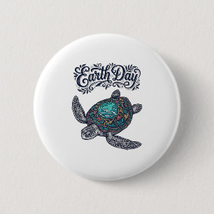Earth Day Sea Turtle Vintage Engraving Shirt Desig 6 Cm Round Badge