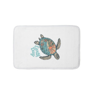 Earth Day Sea Turtle Vintage Engraving Shirt Desig Bath Mat