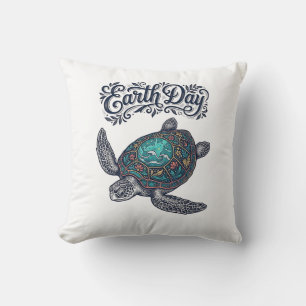 Earth Day Sea Turtle Vintage Engraving Shirt Desig Cushion