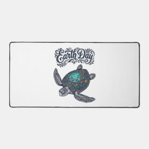 Earth Day Sea Turtle Vintage Engraving Shirt Desig Desk Mat